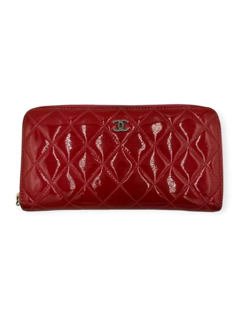 Chanel Matelassé Patent Long Wallet Pink-Orange | Authentic COA + NFT